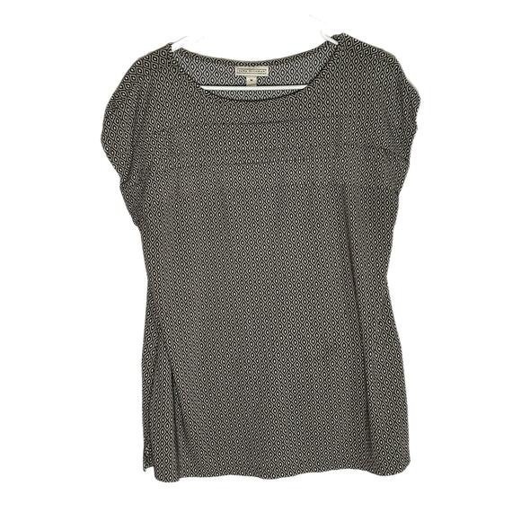 Dana Buchman Brown & Black Diamond Patterned Blouse, Medium, Pre-owned - Picture 2 of 7